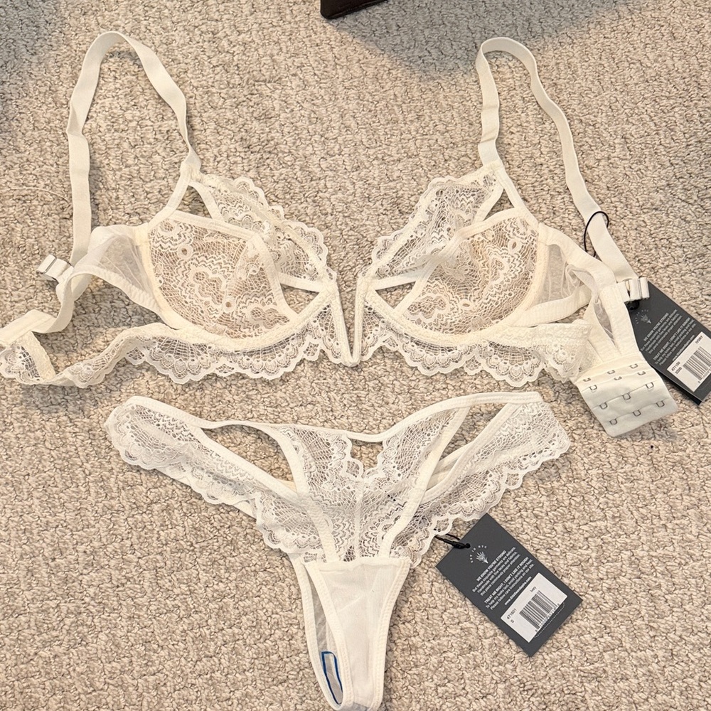 Thistle and Spire Lace Bra Set in Cream